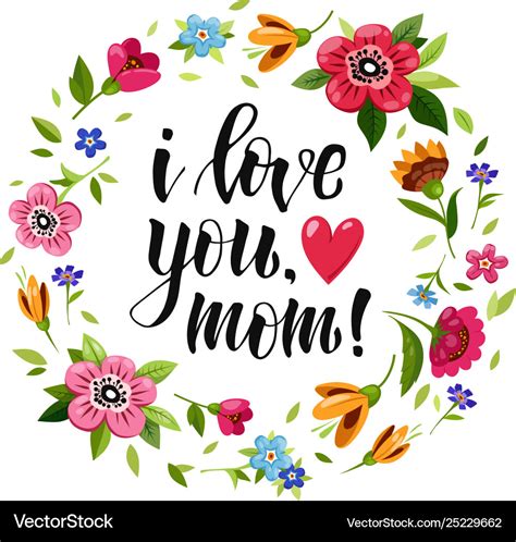 Happy Mothers Day Card I Love You Mom Royalty Free Vector