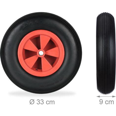 Relaxdays Wheelbarrow Tyre 2x Spare Wheels Rubber Puncture Proof 3