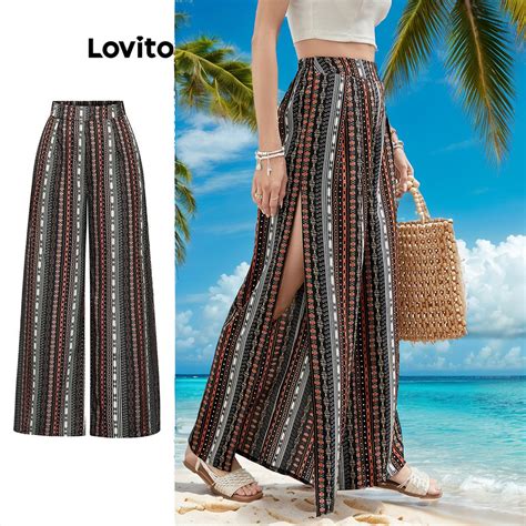 Lovito Boho Tribal Print Padr O Cal As Para Mulheres L Ed Shopee