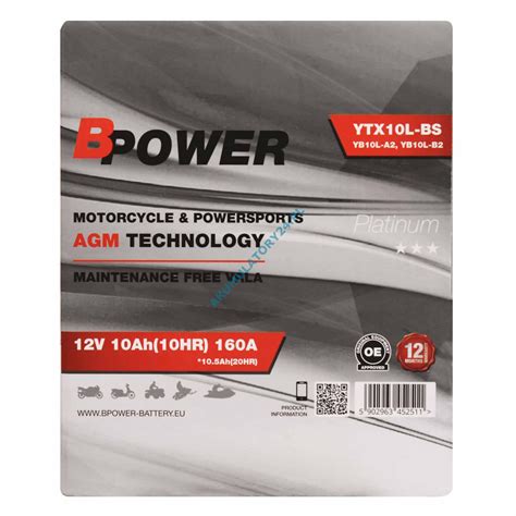 BPower Platinium AGM YTX10L BS 12V 10 5Ah 160A