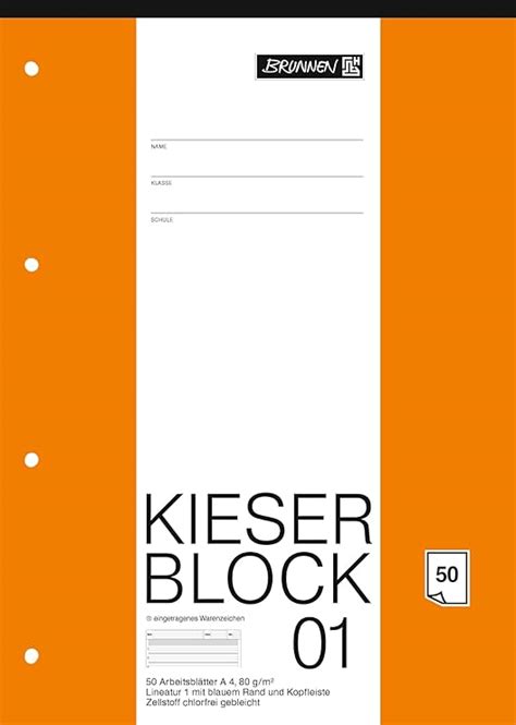 Brunnen Kieser Block Lineatur A Blatt Gelocht G M