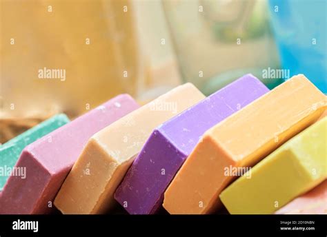 homemade soaps variety  colorful handmade soap bars closeup view
