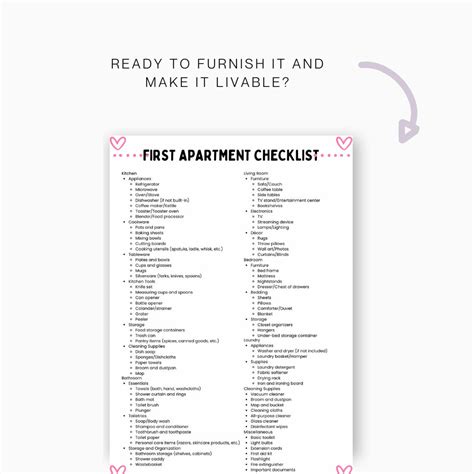 First Apartment Checklist New Home Checklist First Apartment Moving