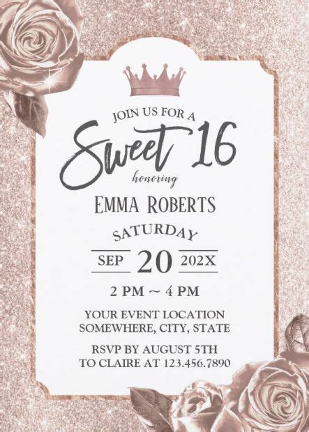 Sweet 16 Girly Rose Gold Glitter Birthday Invitation Artofit