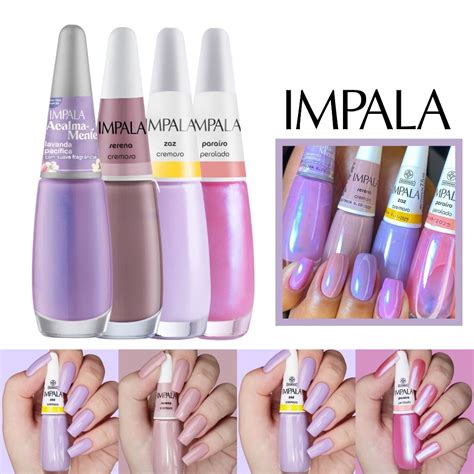 Impala Kit 4 Esmaltes Tons nude Lilas Roxos Hipoalergênico Esmalte Perolado Shopee Brasil