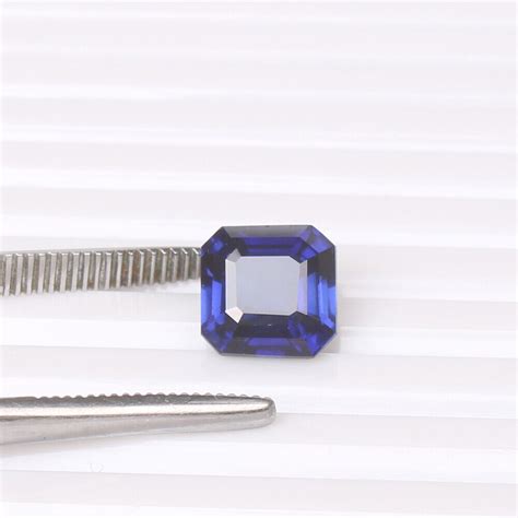 Nat Rlich Blauer Saphir Asscher Form Karat Diamant Zertifiziert