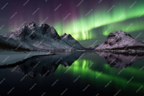 Premium AI Image | Aurora Borealis over Lofoten Generative AI