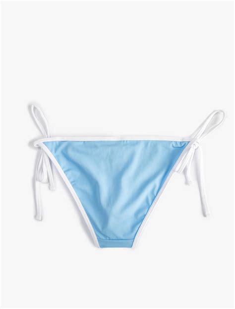Mavi Kadın Bikini Altı Normal Bel Yanları Bağlamalı Biye Detaylı SAK BM Koton