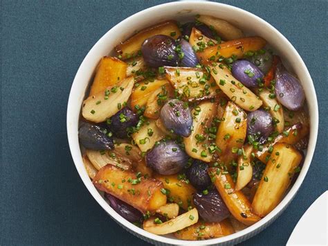 Honey Glazed Turnips Parsnips And Pearl Onions Recipe Food Network