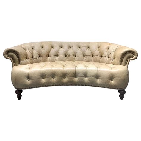 Curved Back Tufted Leather Sofa | Baci Living Room