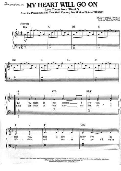 Celine Dion My Heart Will Go On Sheet Music Pdf マイハートウィルゴー·オン 楽譜