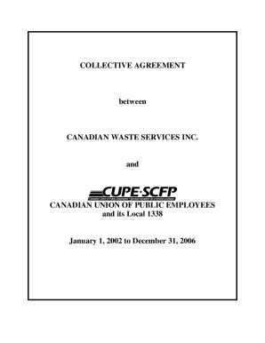 Fillable Online Collective Agreement Between Canadian Waste Fax