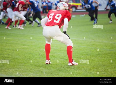 american football player  defense stock photo alamy
