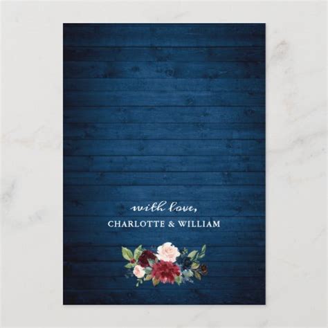 Burgundy Navy Blue Blush Watercolor Floral Wedding Save The Date Zazzle