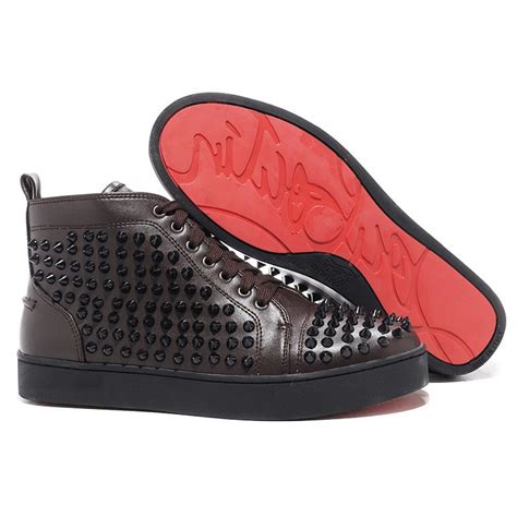 Replica Christian Louboutin Louis Spikes Sneakers Chocolate Cheap Fake