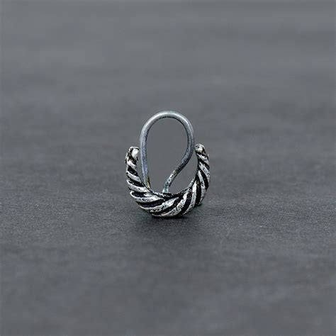 Silver Oxidised Wired Nose Pin For Pierced Nose Chaand Beatnik