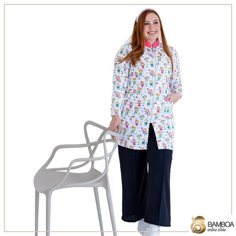 Jaleco Feminino Gabardine Estampa Divers O Bamboa