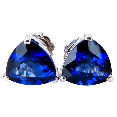 GIA Certified 7 81ct Natural Royal Blue Sapphire Diamond Earrings 14kt