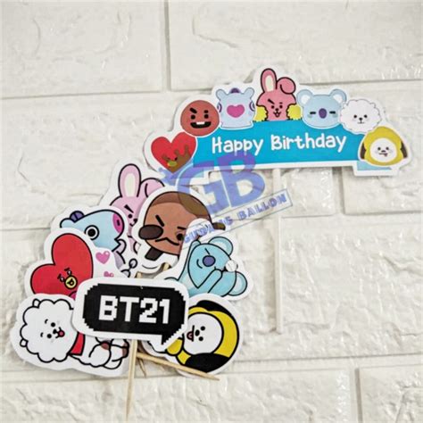 Jual Topper Cup Cake BTS Topper Cake BT21 Hiasan Kue Topper