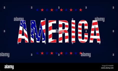 America Word On Dark Background Stylized American Banner Illustration