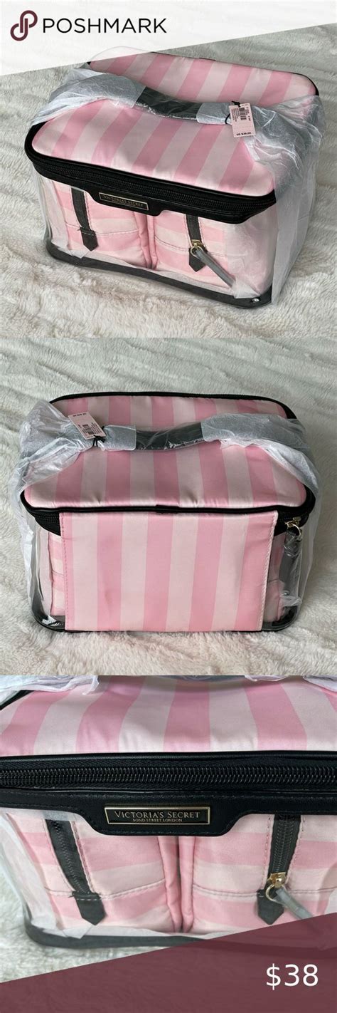 Victorias Secret Signature Iconic Stripe Getaway Glam Bag Glam Bag