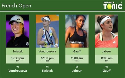 PREDICTION PREVIEW H2H Swiatek Vondrousova Gauff And Jabeur To