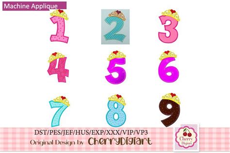 Princess Birthday Numbers Machine Embroidery Bundle B