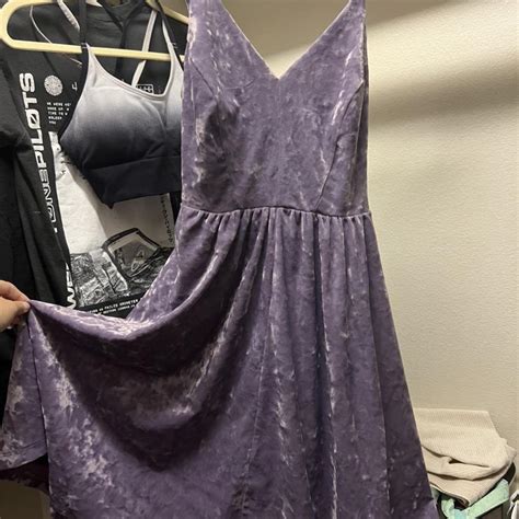 Dark lavender skater dress with criss cross back.... - Depop