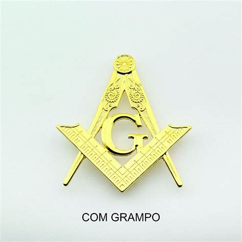 AP 034 D Aplique Esquadro E Compasso G Maior Dourado Grampo