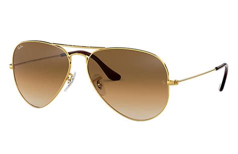 Ray-Ban 3025 Aviator Sunglasses in Gold with Light Brown Gradient — UFO ...