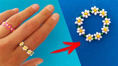 Diy How To Make Beaded Flower Rings Youtube