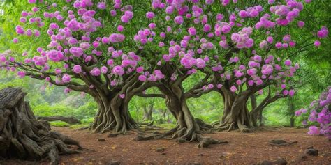 Premium AI Image A Painting Of Purple Flowers And Trees With Purple