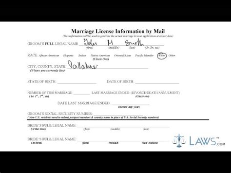 Florida Marriage Application Form