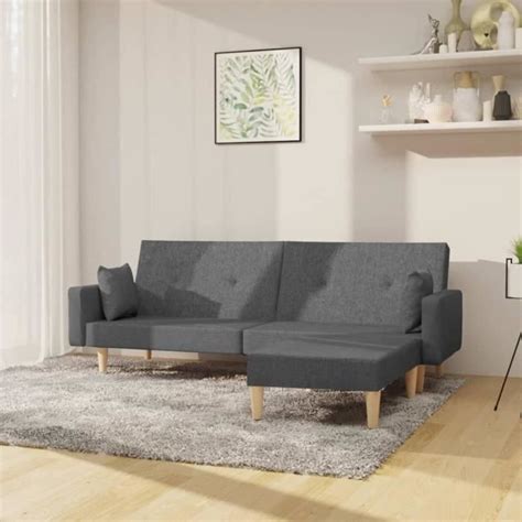 VidaXL Canapé lit à 2 places avec repose pied Gris clair Tissu 3080511