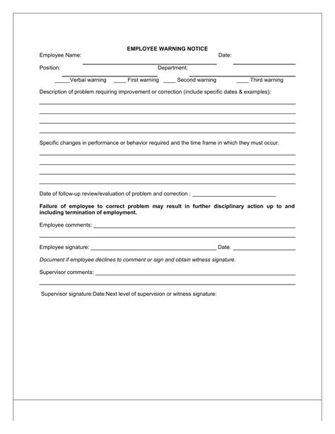 Free Printable Employee Warning Notice Templates Pdf And Excel