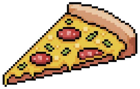 Fetta Di Pizza Pixel Art Icona Vettoriale Per Gioco A 8 Bit Su Sfondo