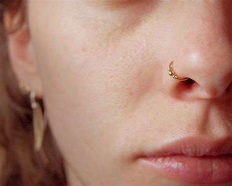 K Solid Gold Nose Ring Small Embellished Hoop By Nadinessra