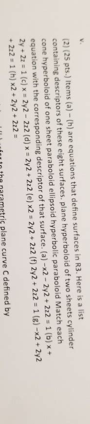 Solved Pts Items A H Are Equations That Chegg