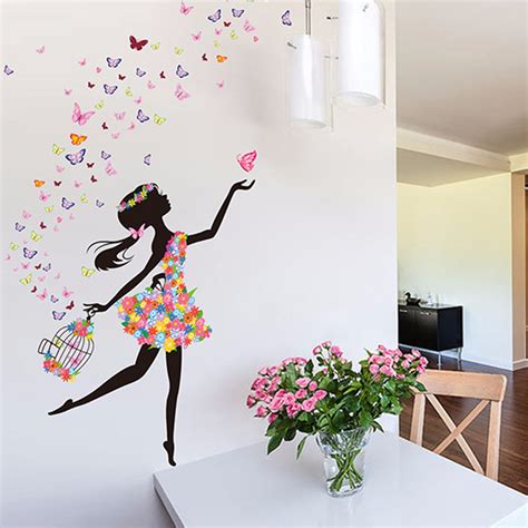 Pcs Stickers Autocollant Fleur Fille Mural Art D Cor Maison Chambre