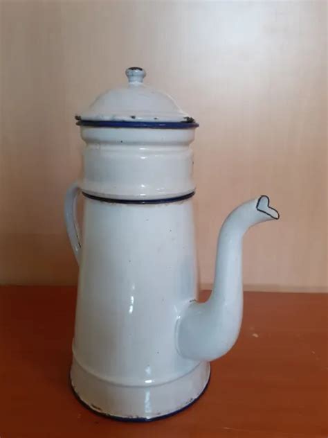 Ancienne Cafeti Re Maill E Blanche Vintage Eur Picclick Fr