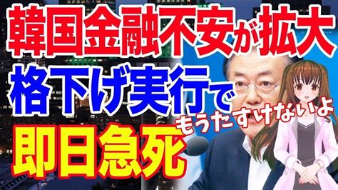 Rij12bnbme韓国企業が大量格下げ！米大手格付け会社が韓国にお仕置き実施。日本の民間銀行が手を引いたら、極限状態まで悪化 Youtube