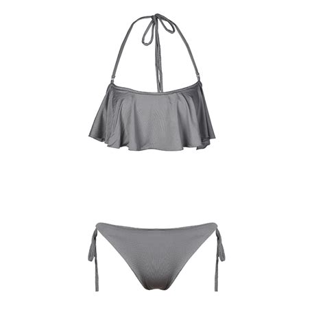 2017 Fashion Solid Bikini Set Women Sexy Ruffles Crop Top Backless Bra Authentic Manufacturing