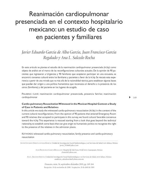 Pdf Reanimaci N Cardiopulmonar Presenciada En El Ci N Cardiopulmonar