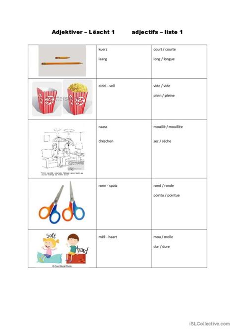 Adjectifs Contraires Lexique De Base Fran Ais Fle Fiches Pedagogiques