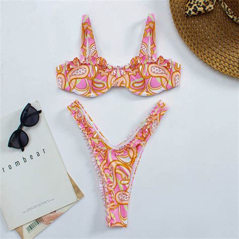 Tponi Sexy Swimsuits For Women Two Piece Sets Pink Clearance Womans