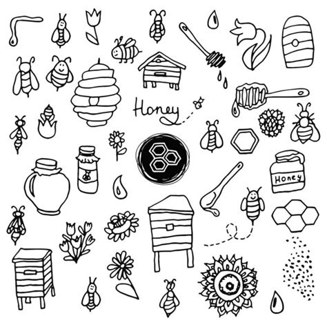 Seamless Honey Pattern With Stroked Beekeeping Signs Honey Bees Bee