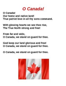 Canada's National Anthem/ O Canada by Yvonne Claire | TPT