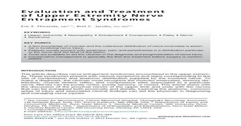 Evaluation and Treatment of Upper Extremity Nerve Entrapment Syndromes ...