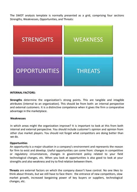 Swot Analysis Template Free Word Templates