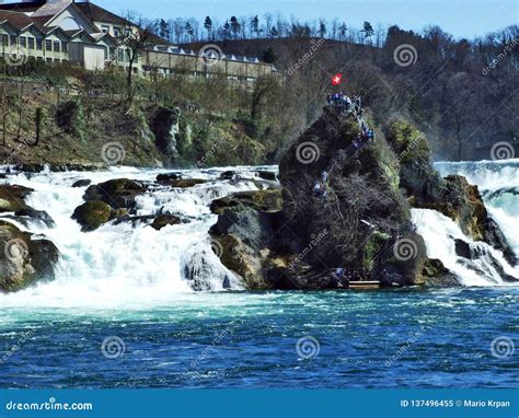 The Rhine Falls Or Rheinfall Waterfall Neuhausen Am Rheinfall Stock